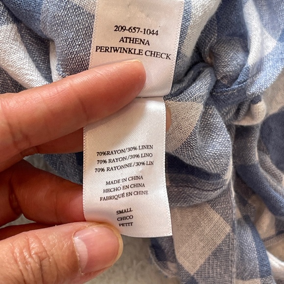 Rails Athena Periwinkle Gingham Wrap Top Women's Size S Linen Blend Crop - Picture 9 of 10